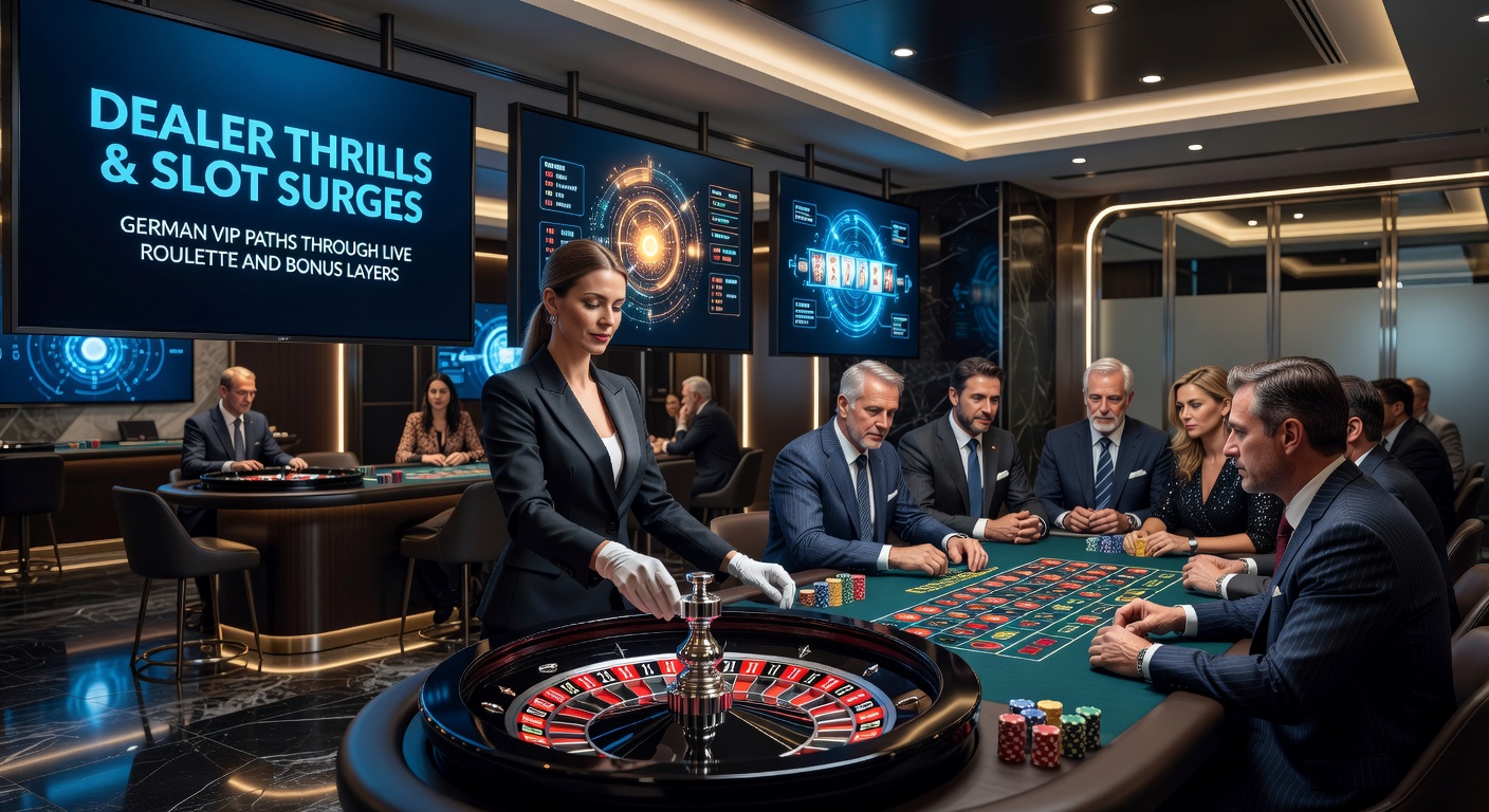 Detaillierter Blick auf einen Slot-Jackpot-Ausbruch neben einem Live-Roulette-Rad mit VIP-Elementen