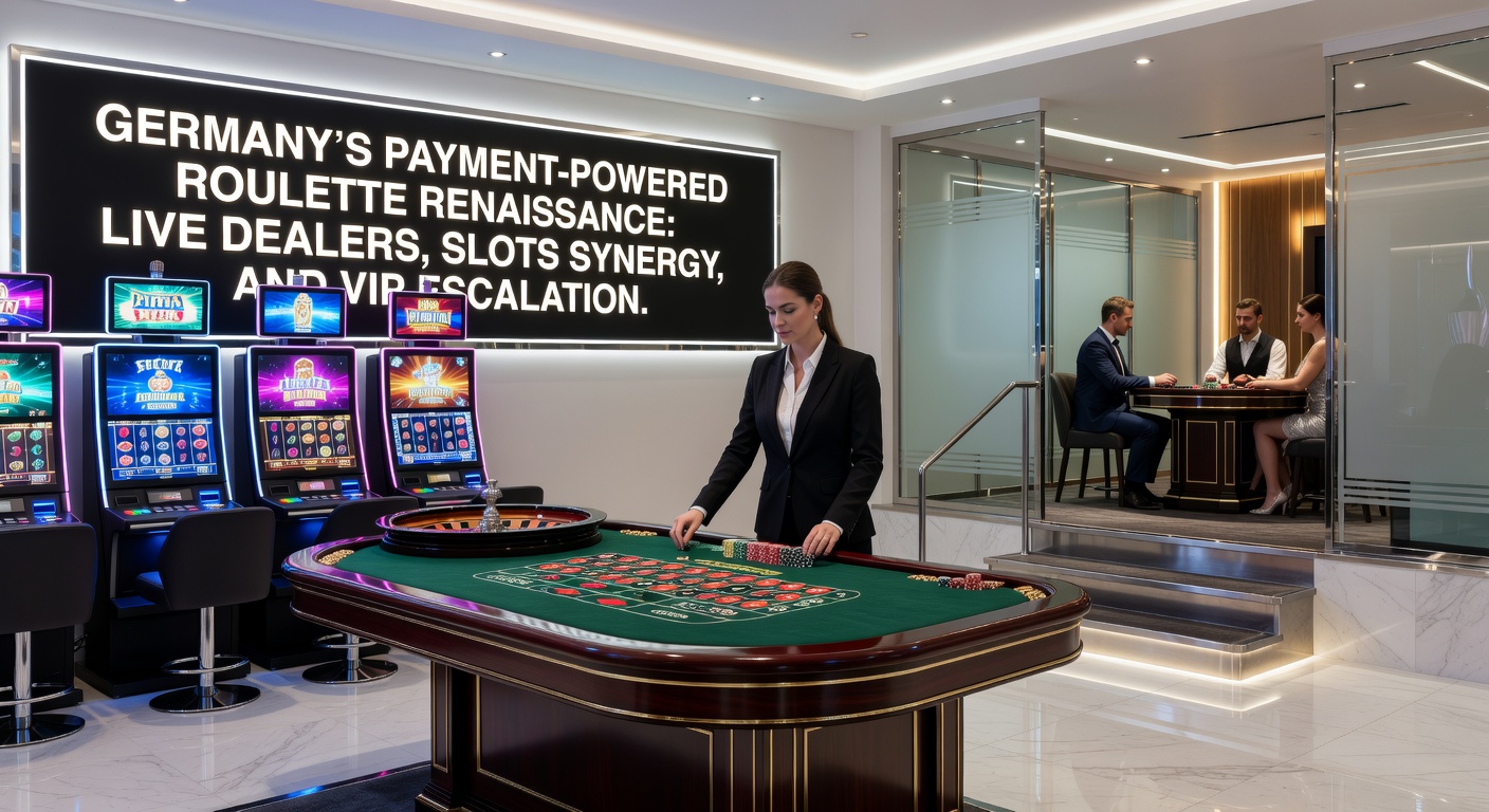Synergie von Roulette-Rad und Slot-Maschinen mit Zahlungsikonen, die Gewinne und Boni verbinden, in einem modernen deutschen Casino-Setting
