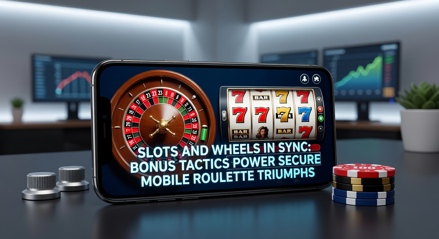Detaillierte Grafik von Bonus-Aktivierung: Roulette-Rad dreht sich, Slot-Reels leuchten auf, mit Sicherheits-Symbolen wie Schloss und Zertifikat auf mobilem Gerät